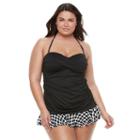Plus Size Apt. 9&reg; Print Twist-front Swimdress, Women's, Size: 1xl, Black