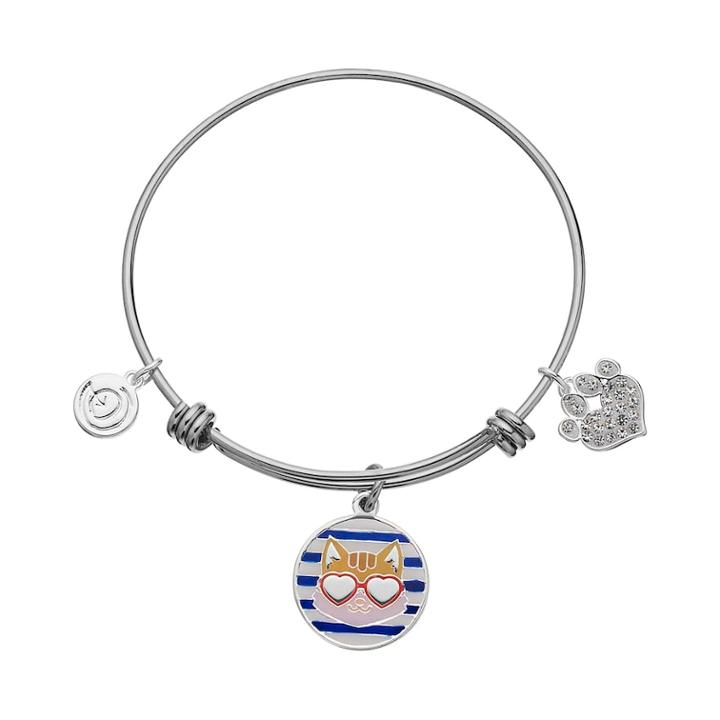 Love This Life Pure Catitude Cat Charm Bangle Bracelet, Women's, Multicolor