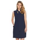Women's Sharagano Tie-neck Crepe Sheath Dress, Size: 10, Blue (navy)