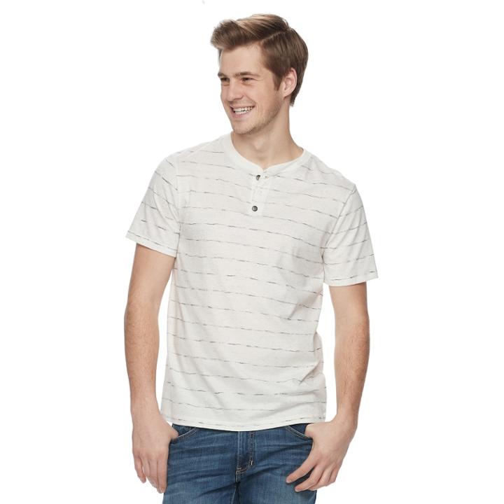 Men's Urban Pipeline&reg; Awesomely Soft Striped Henley, Size: Medium, Dark Grey