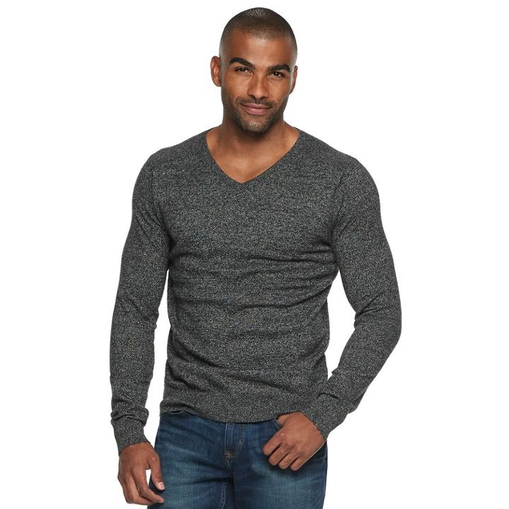 Men's Marc Anthony Slim-fit Tuck-stitch V-neck Sweater, Size: Medium, Oxford