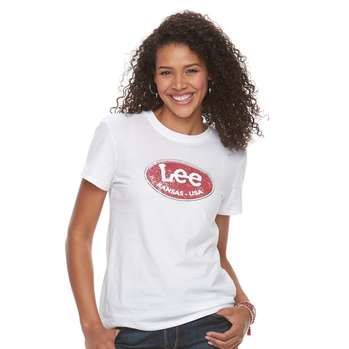 Women's Lee Button Logo Tee, Size: Xl, White