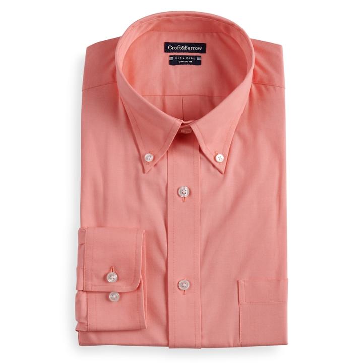 Big & Tall Croft & Barrow&reg; Classic-fit Easy Care Button-down Collar Dress Shirt, Men's, Size: 18 32/3b, Med Pink