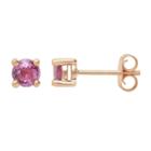 The Regal Collection Genuine Pink Sapphire 14k Rose Gold Stud Earrings, Women's