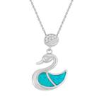 Lab-created Blue Opal & Cubic Zirconia Sterling Silver Swan Pendant Necklace, Women's, Size: 18