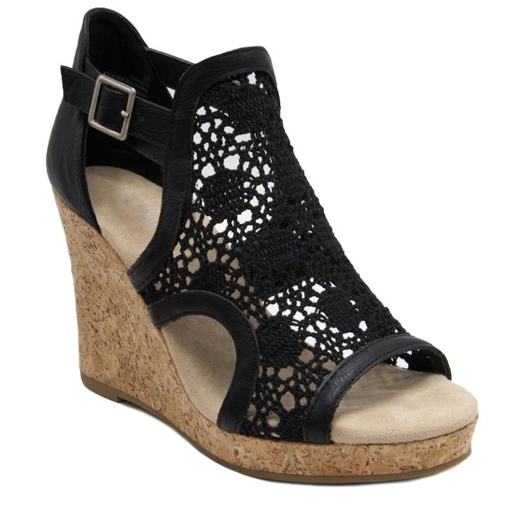 Sugar Hues Women's Wedge Sandals, Size: Medium (6.5), Black
