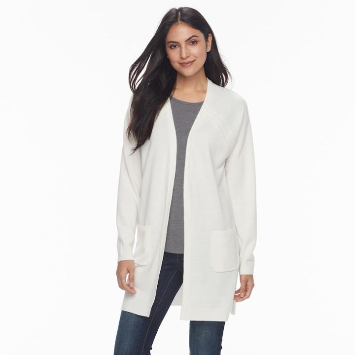 Petite Napa Valley Long Raglan Cardigan, Women's, Size: Xl Petite, Natural