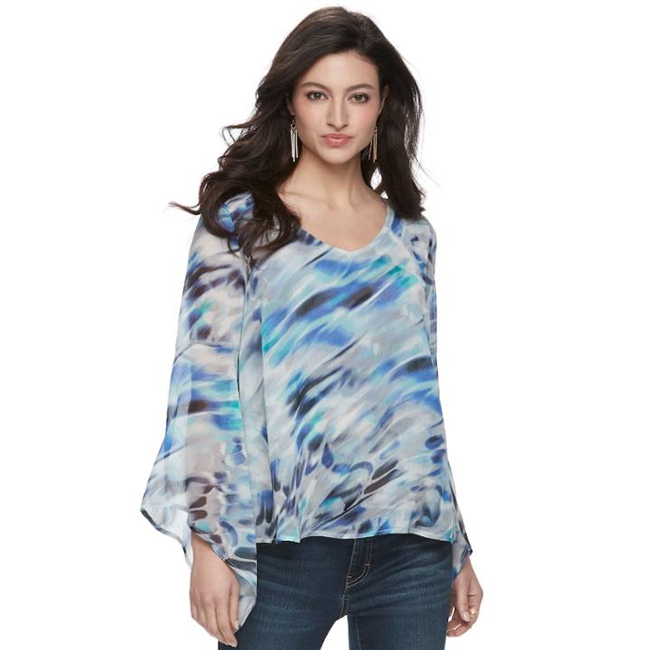 Women's Jennifer Lopez Bell Sleeve Chiffon Top, Size: Large, Blue