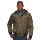 Men's Urban Republic Modern-fit Mixed Media Hooded Twill Jacket, Size: Large, Green