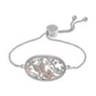 Brilliance Two Tone Butterfly Adjustable Bracelet With Swarovski Crystals, Women's, White