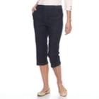 Women's Croft & Barrow&reg; Pull On Lace-up Hem Capris, Size: Medium, Dark Blue
