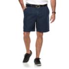 Big & Tall Croft & Barrow&reg; Relaxed-fit Side-elastic Denim Pleated Cargo Shorts, Men's, Size: 48, Dark Blue