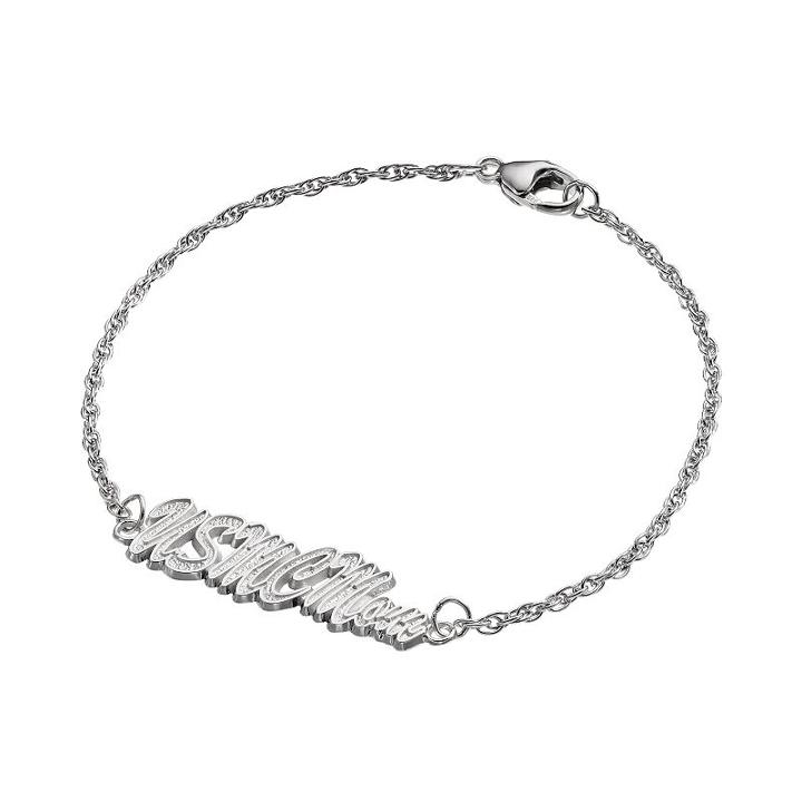 Logoart Sterling Silver Usmc Mom Bracelet, Adult Unisex, Size: 7.5, Grey