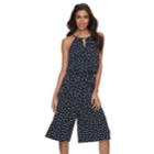 Petite Suite 7 Polka-dot Cropped Jumpsuit, Women's, Size: 6 Petite, Black