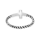 Sterling Silver Sideways Cross Twist Midi Ring, Women's, Size: 3, Grey