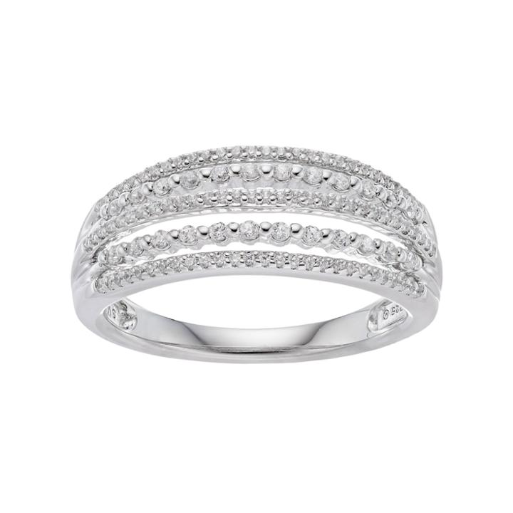 Simply Vera Vera Wang Sterling Silver 1/3 Carat T.w. Diamond Multi Row Ring, Women's, Size: 9, White
