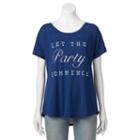 Juniors' Awake Let The Party Commence Graphic Tee, Girl's, Size: Xl, Blue (navy)