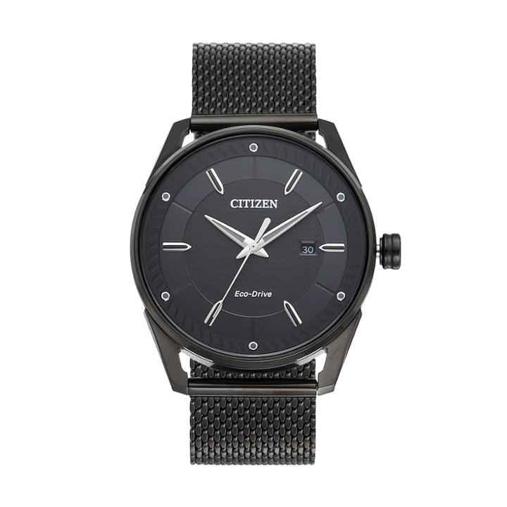 Drive From Citizen Eco-drive Men's Cto Black Ion-plated Stainless Steel Mesh Watch - Bm6988-57e, Size: Large