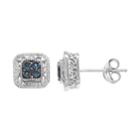 Simply Vera Vera Wang Sterling Silver White & Blue Diamond Accent Octagon Stud Earrings, Women's