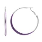 Purple Edge Nickel Free Hoop Earrings, Women's