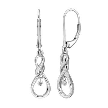 Brilliance In Motion Sterling Silver Diamond Accent Infinity Drop Earrings, Women's, White