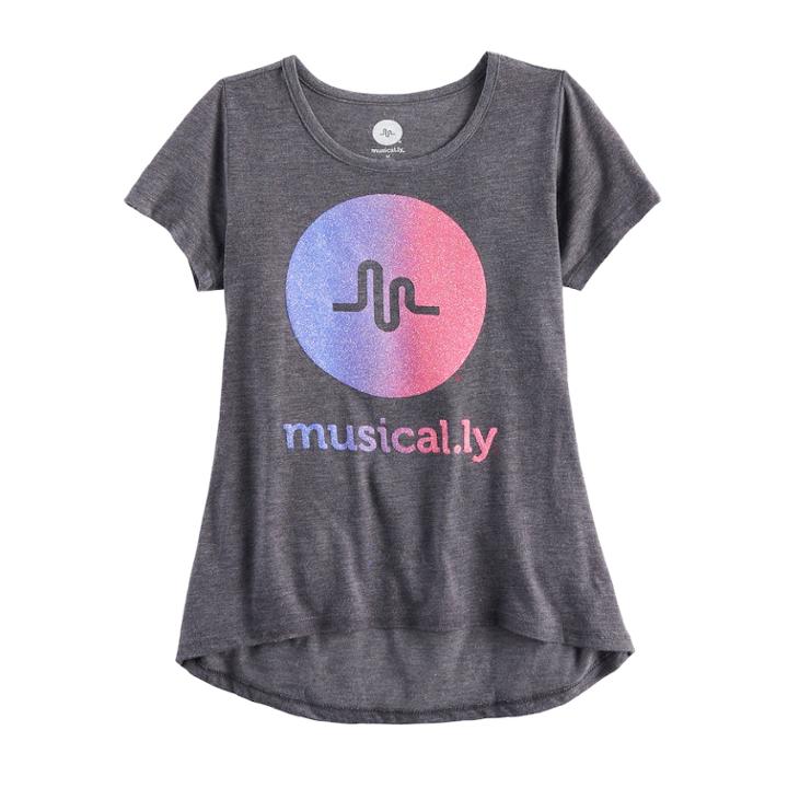 Girls 7-16 Musical. Ly Ombre Tee, Size: Xl, Grey (charcoal)