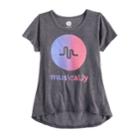 Girls 7-16 Musical. Ly Ombre Tee, Size: Xl, Grey (charcoal)