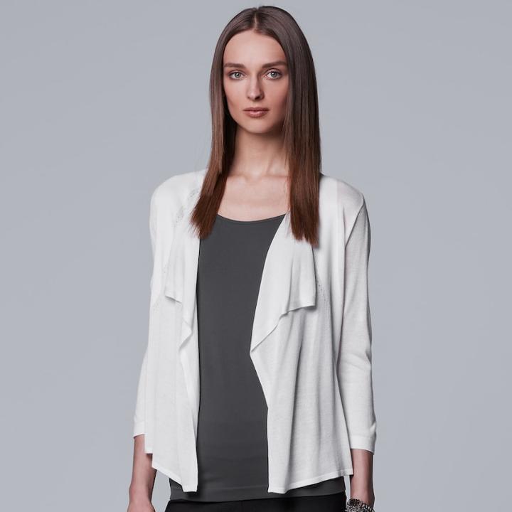 Women's Simply Vera Vera Wang Draped Open Front Cardigan, Size: Medium, White