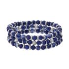 Chaps Blue Marbled Bead Stretch Bracelet Set, Women's, Navy