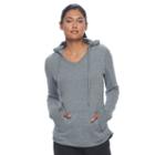 Petite Tek Gear&reg; Fleece-lined V-neck Hoodie, Women's, Size: L Petite, Med Grey