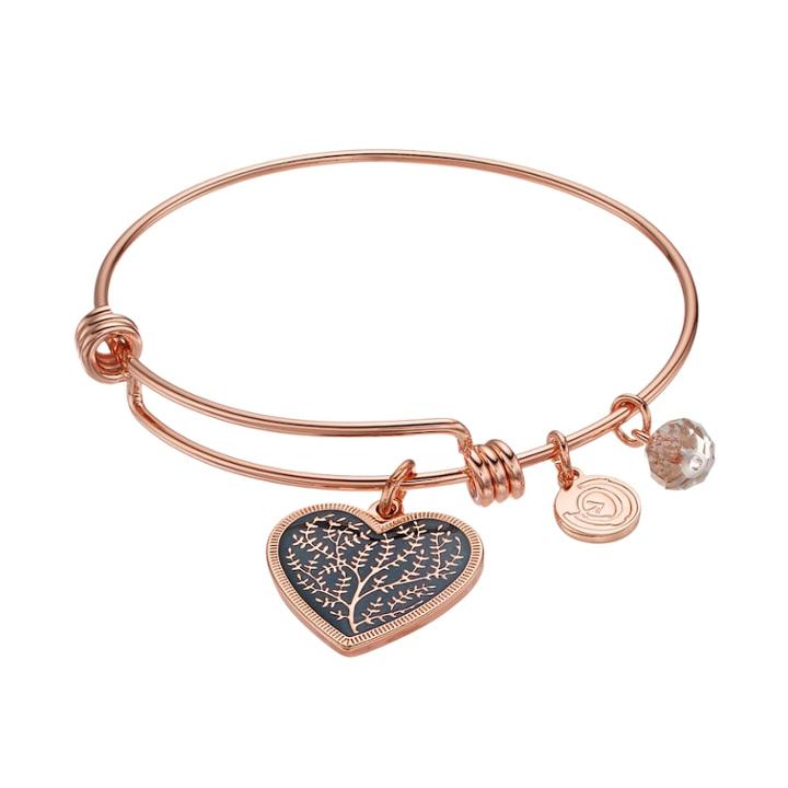 Love This Life Family Heart Charm Bangle Bracelet, Women's, Pink