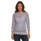 Women's Croft & Barrow&reg; Open-work High-low Sweater, Size: Large, Purple