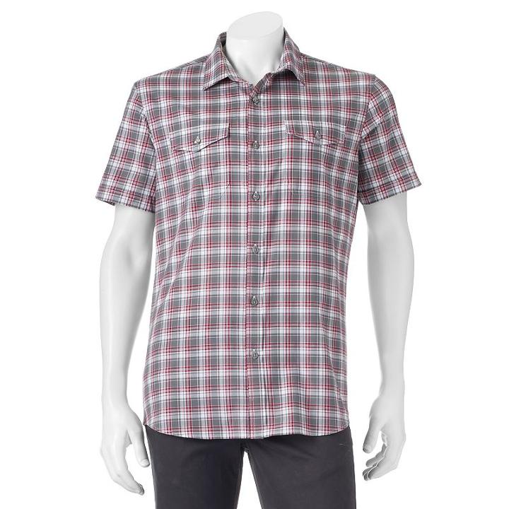 Men's Apt. 9&reg; Modern-fit Plaid Button-down Shirt, Size: Medium, Grey