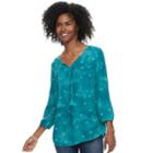 Women's Sonoma Goods For Life&trade; Printed Pintuck Peasant Top, Size: Large, Light Blue