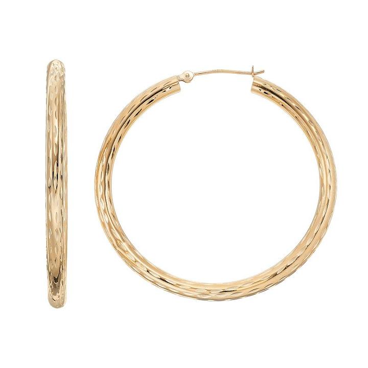 Forever 14k Textured Tube Hoop Earrings, Women's, Gold
