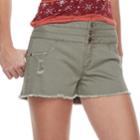 Juniors' Tinseltown Midrise Triple Stacked Frayed Hem Shorts, Teens, Size: 3, Med Green