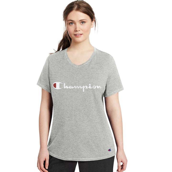 Plus Size Champion Logo Tee, Women's, Size: 2xl, Dark Grey