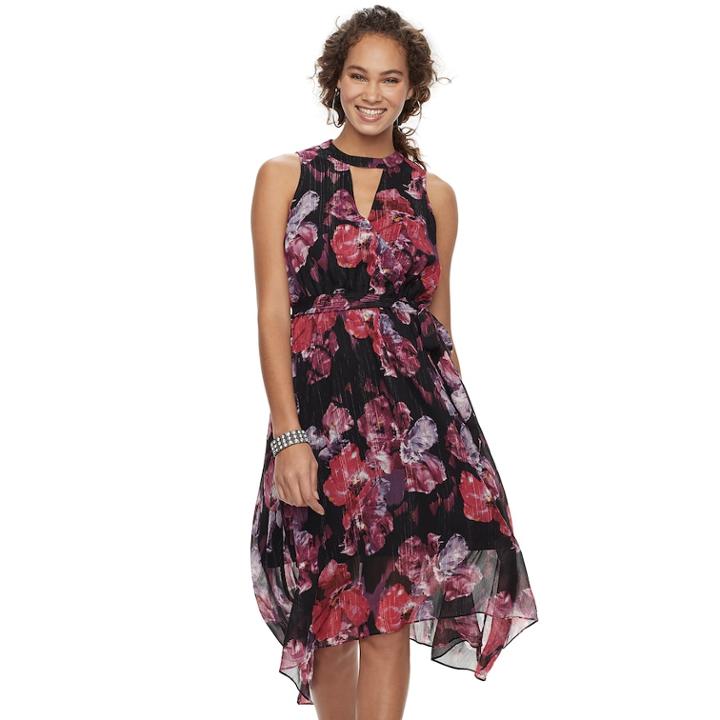 Women's Jennifer Lopez Choker Neck Surplice Dress, Size: Large, Black