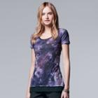 Simply Vera Vera Wang, Women's Crinkle Tee, Size: Xl, Drk Purple