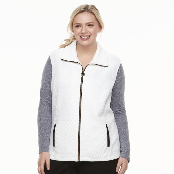 Plus Size Cathy Daniels Zip-front Quilted Vest, Women's, Size: 1xl, Lt Beige