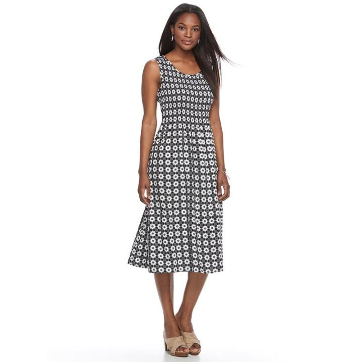 Women's Croft & Barrow&reg; Smocked Challis Dress, Size: Large, Black