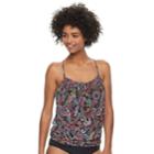 Women's A Shore Fit Tummy Slimmer Mesh Blouson Tankini Top, Size: 12, Drk Orange
