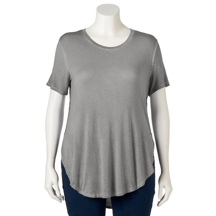 Juniors' Plus Size Mudd&reg; Short Sleeve Shirttail Tee, Girl's, Size: 2xl, Med Grey