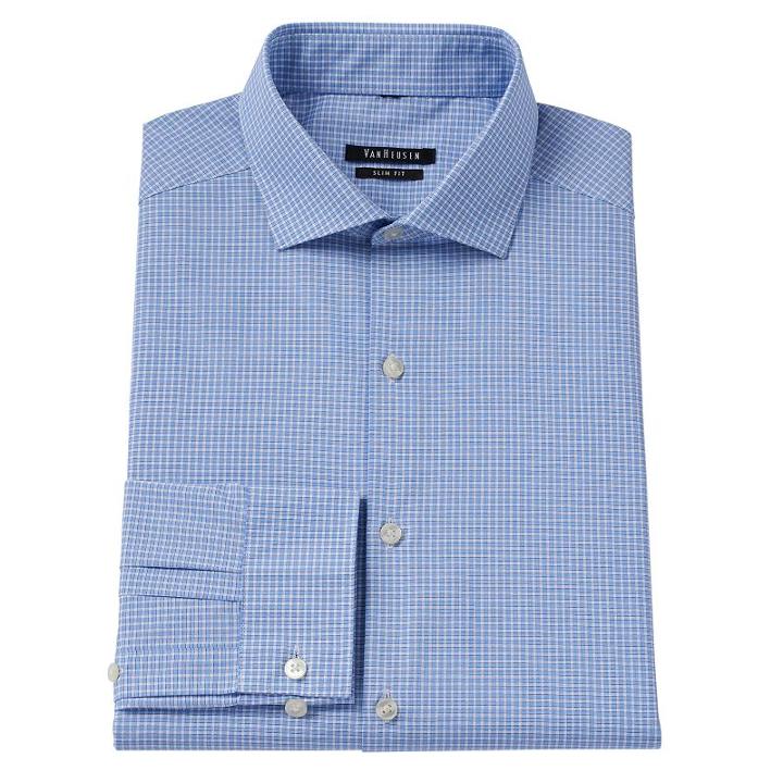 Men's Van Heusen Slim-fit Patterned Dress Shirt, Size: 18.5 36/37, Blue Other