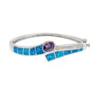 Lab-created Blue Opal & Cubic Zirconia Sterling Silver Bypass Bangle Bracelet, Women's, Size: 7.5, Multicolor