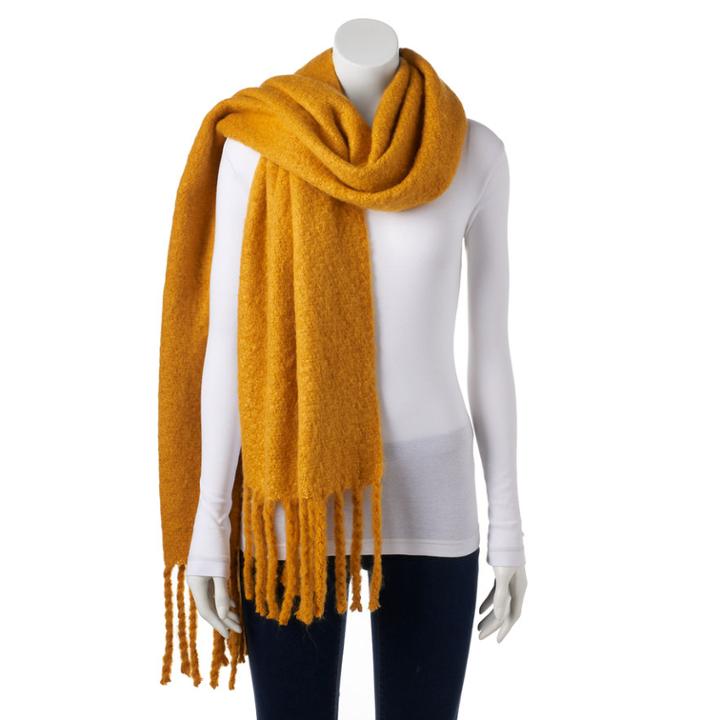 Sonoma Goods For Life&trade; Solid Braided Fringe Oblong Scarf, Women's, Grey Other