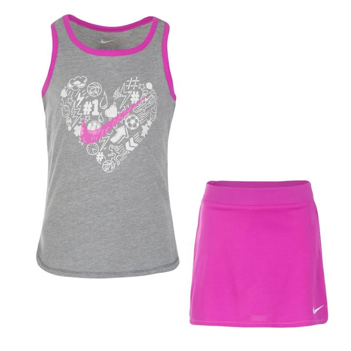 Girls 4-6x Nike Heart & Swoosh Graphic Tank Top & Skirt Set, Size: 6, Brt Purple