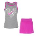 Girls 4-6x Nike Heart & Swoosh Graphic Tank Top & Skirt Set, Size: 6, Brt Purple