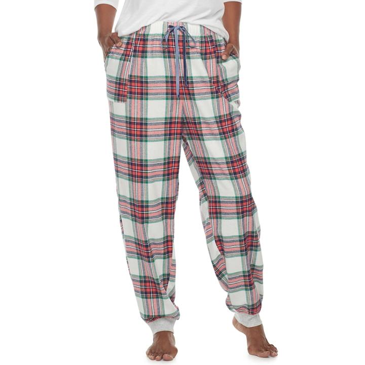 Plus Size Sonoma Goods For Life&trade; Flannel Jogger Pant, Women's, Size: 3xl, White