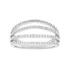 Sterling Silver 1/4 Carat T.w. Diamond Openwork Ring, Women's, Size: 7, White